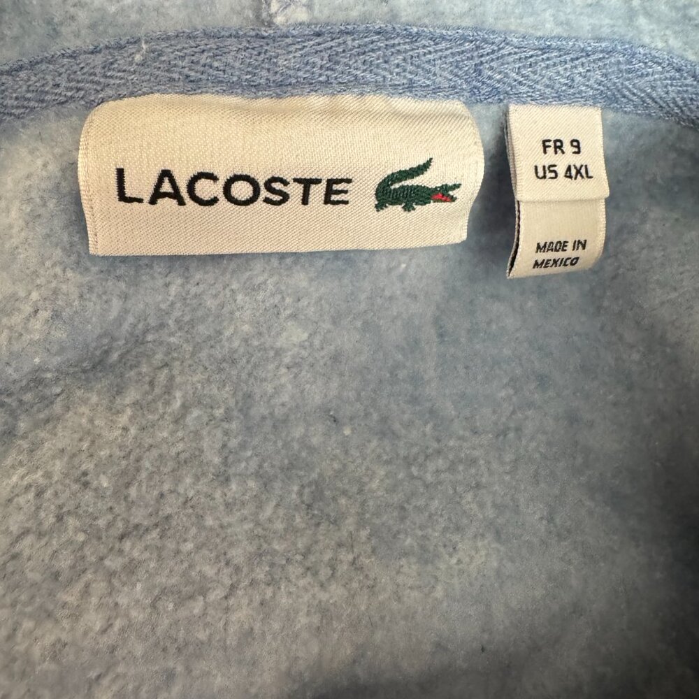 Lacoste Light Blue Pullover Hoodie w/Drawstring Sweatshirt Size 9 - Picture 11 of 11